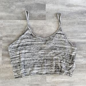 Grey Black Heathered Divided Cropped Cami